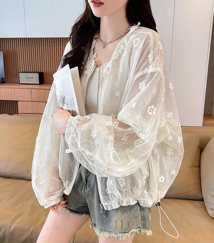 Lace Jacquard Openwork Breathable Short Jacket