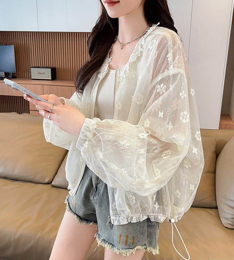 Lace Jacquard Openwork Breathable Short Jacket