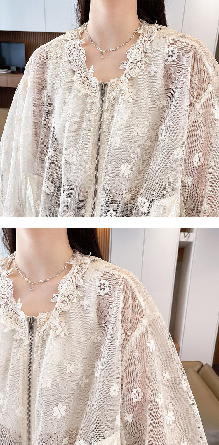 Lace Jacquard Openwork Breathable Short Jacket