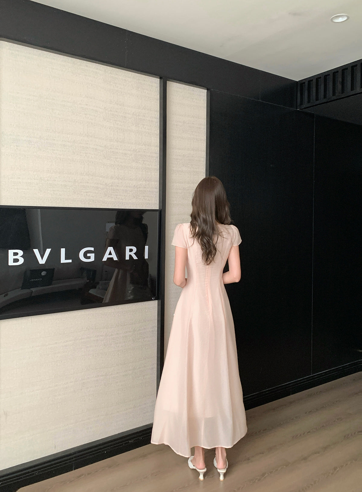 Laurel Textured Boatneck Dress in Blush