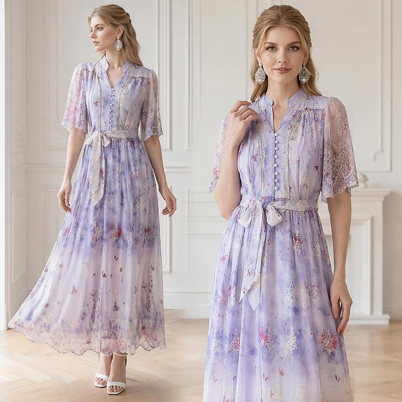 Lavender Fields Flutter Maxi Dress