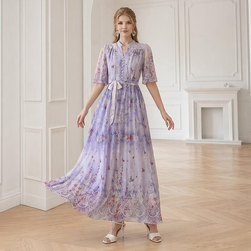 Lavender Fields Flutter Maxi Dress