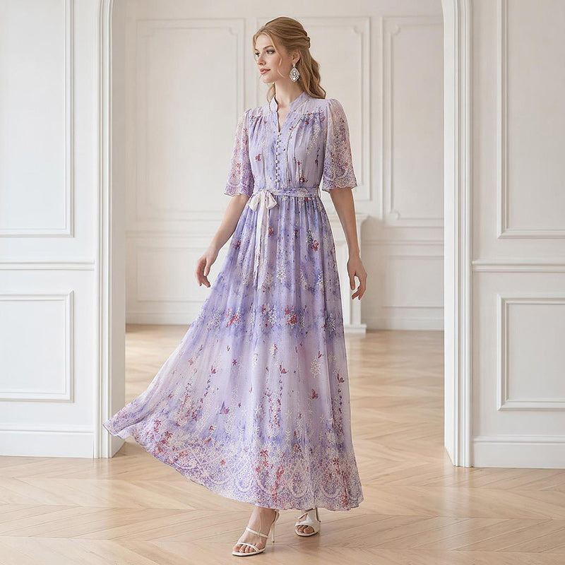 Lavender Fields Flutter Maxi Dress