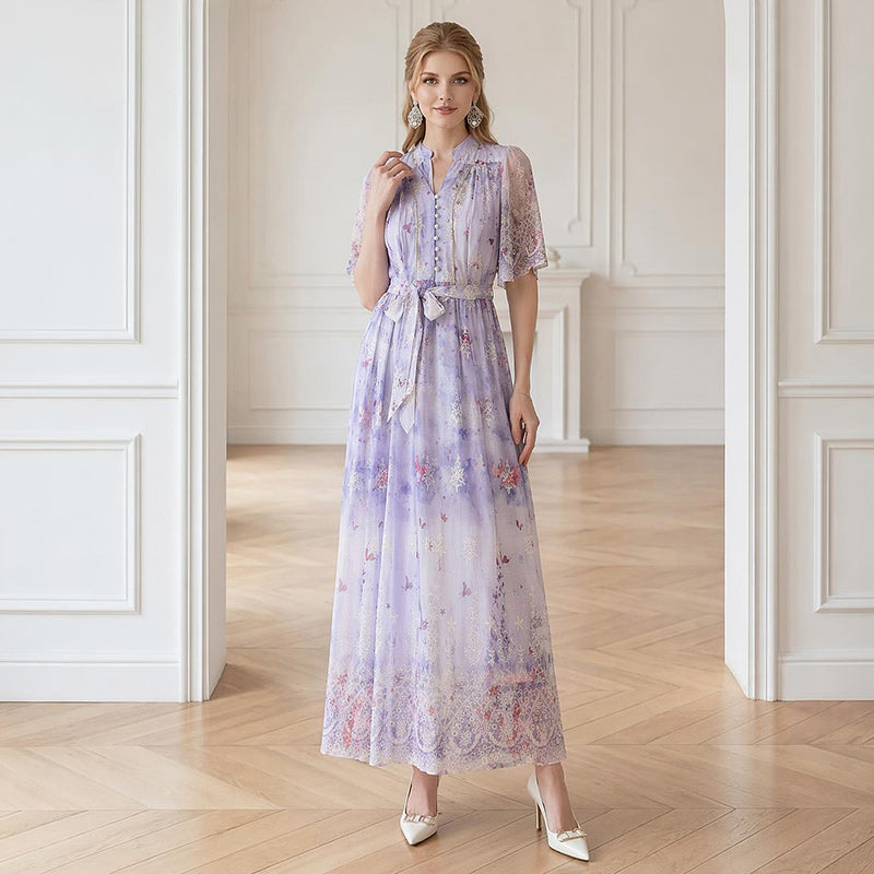 Lavender Fields Flutter Maxi Dress