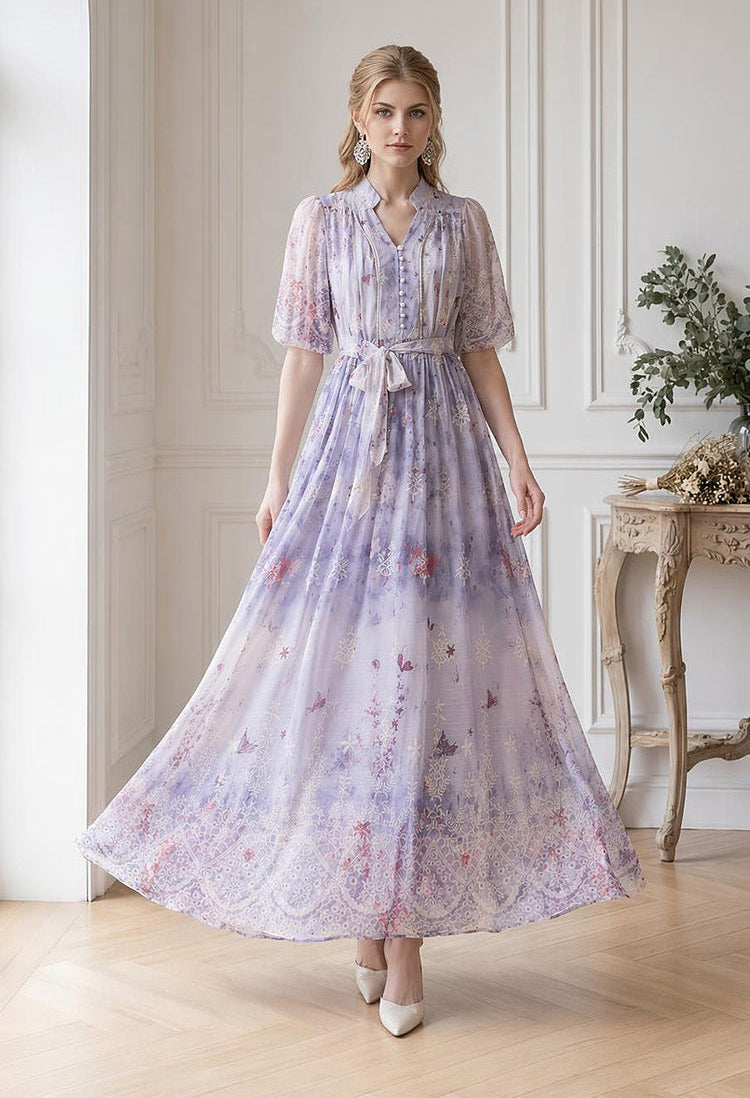 Lavender Fields Flutter Maxi Dress