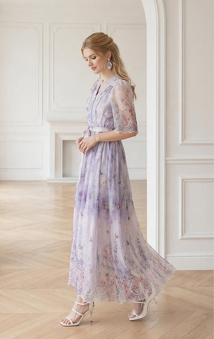 Lavender Fields Flutter Maxi Dress