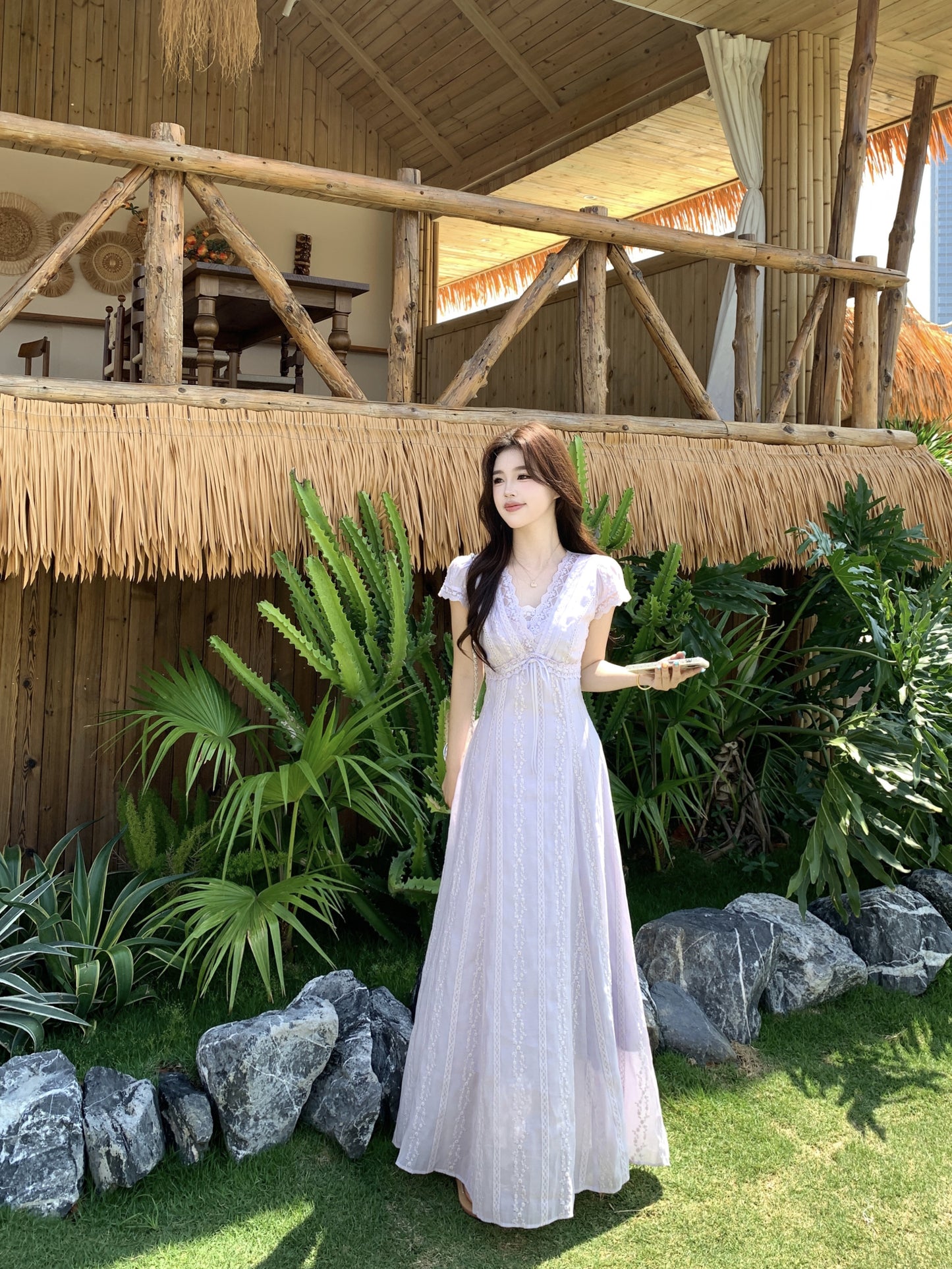 Fairycore Pastle Purple Flutter Short-Sleeve Dress