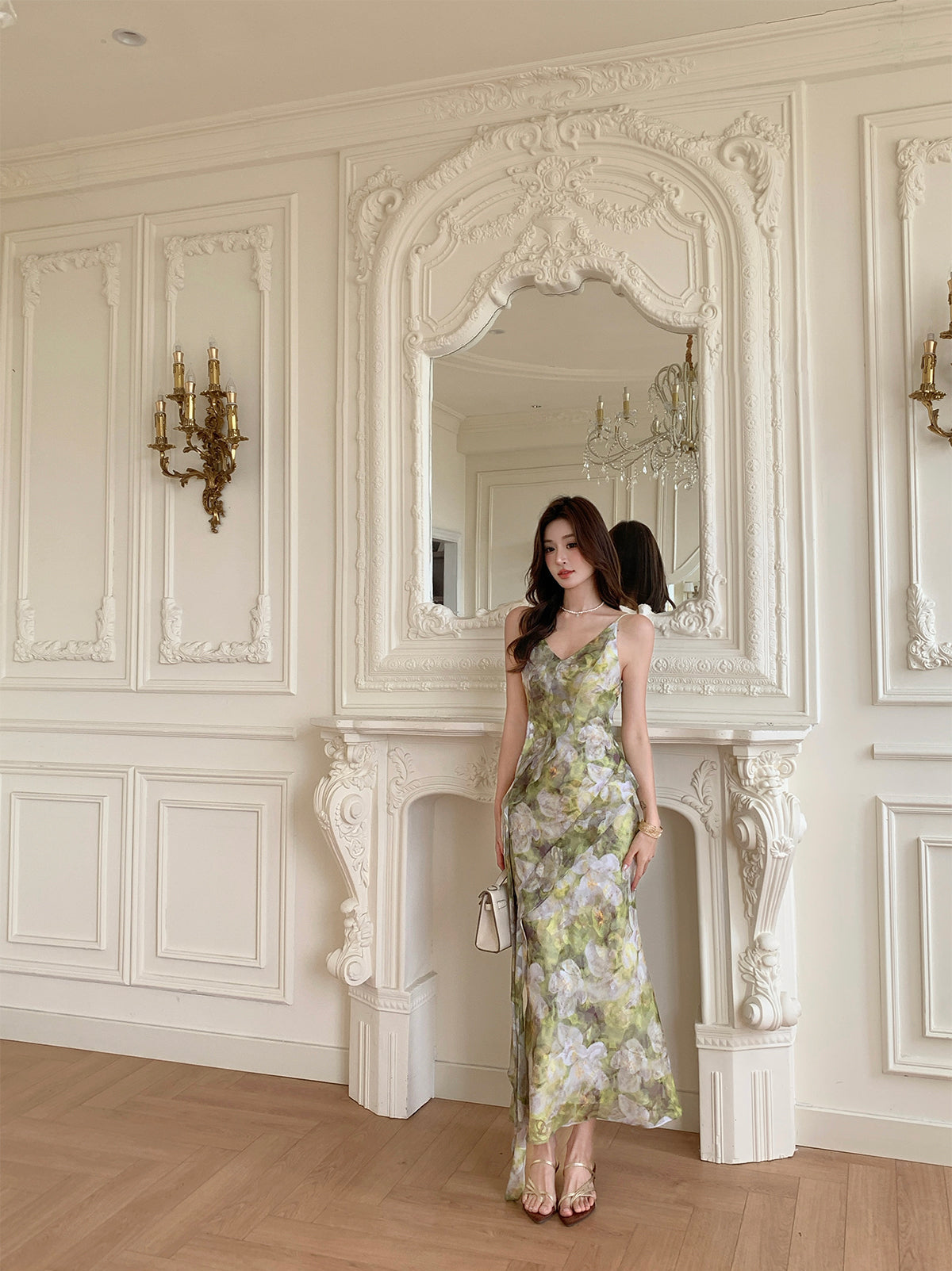 Lime Blossom Side-Tie Slip Dress