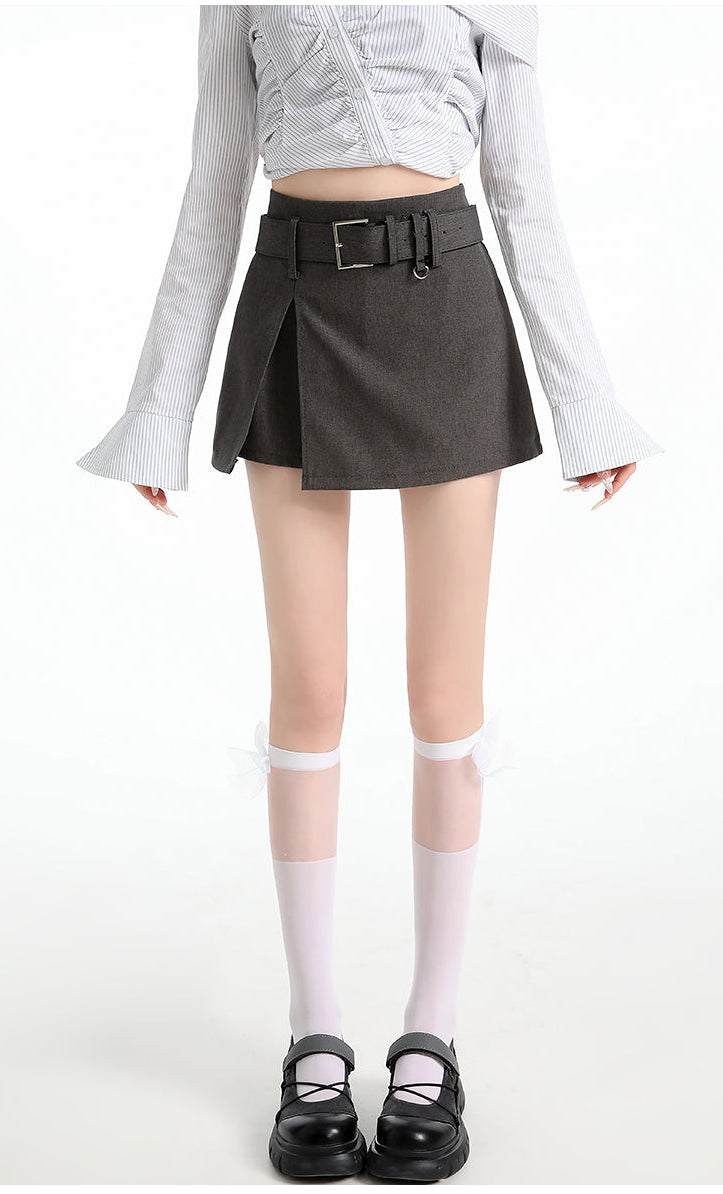 Neo-Classic Asymmetrical Belted Skort