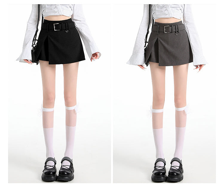 Neo-Classic Asymmetrical Belted Skort
