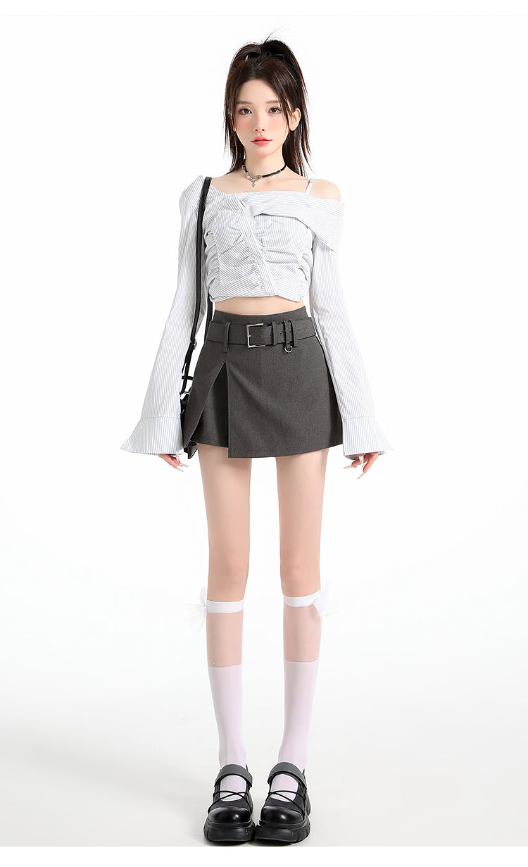 Neo-Classic Asymmetrical Belted Skort