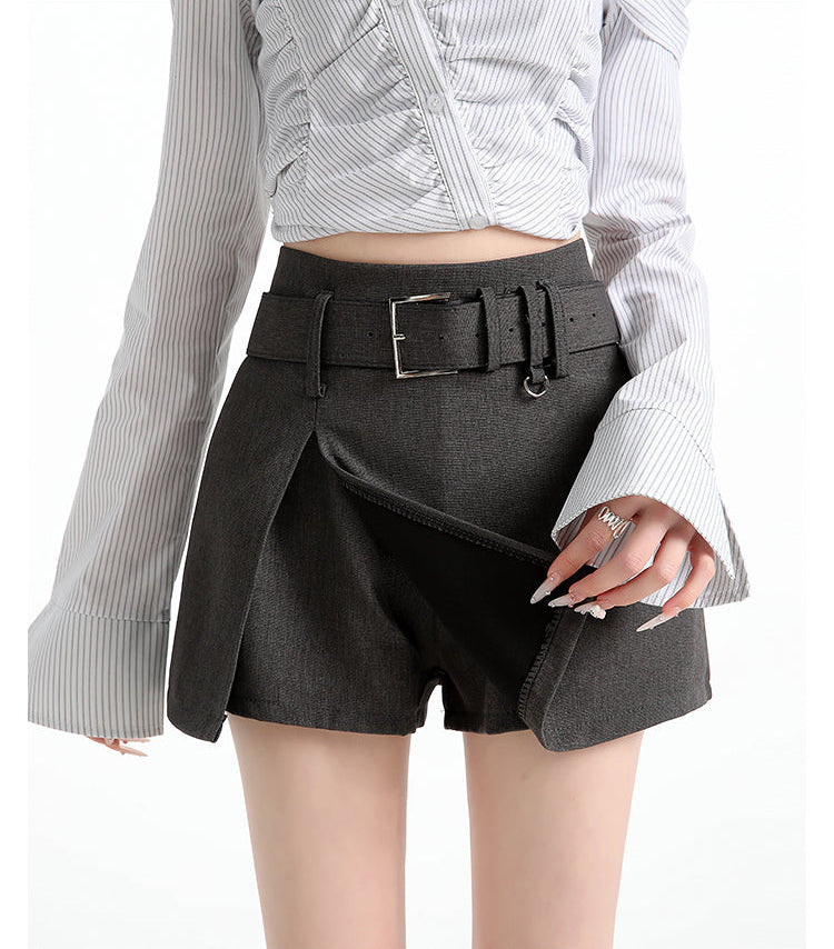 Neo-Classic Asymmetrical Belted Skort