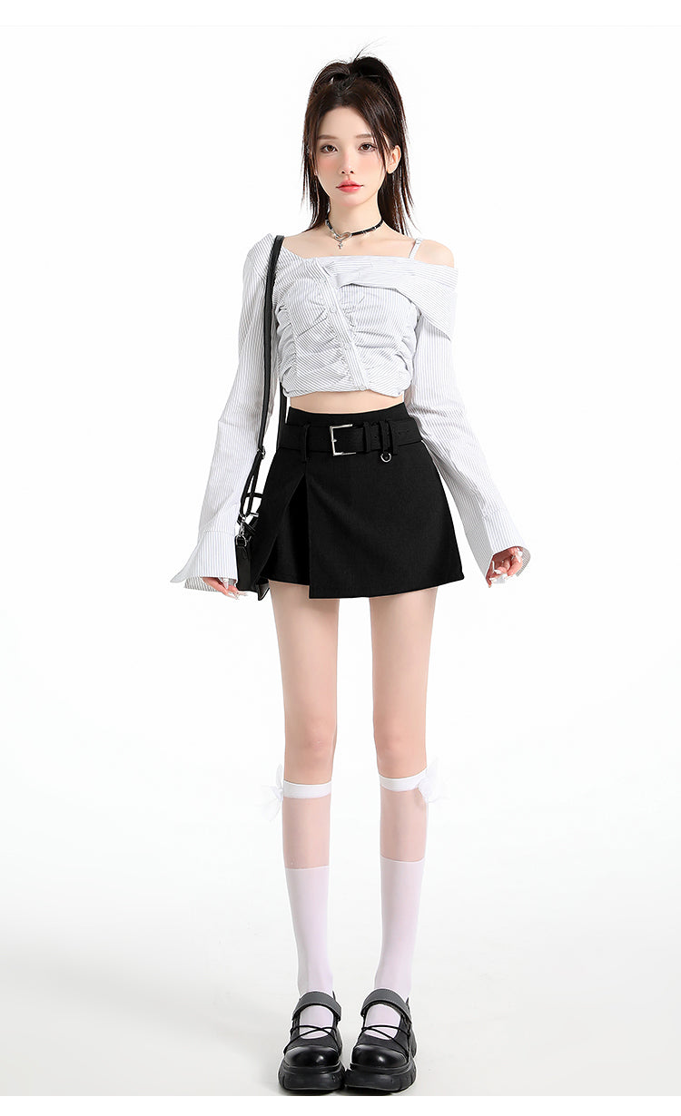 Neo-Classic Asymmetrical Belted Skort