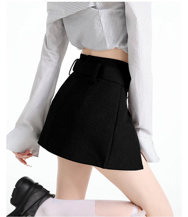 Neo-Classic Asymmetrical Belted Skort