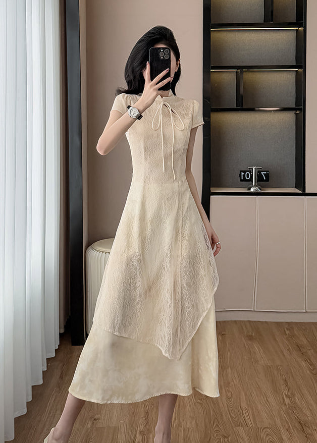 Neo-Classic Mandarin Overlay Dress