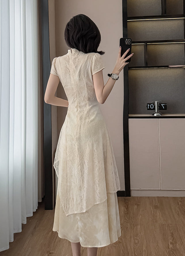 Neo-Classic Mandarin Overlay Dress