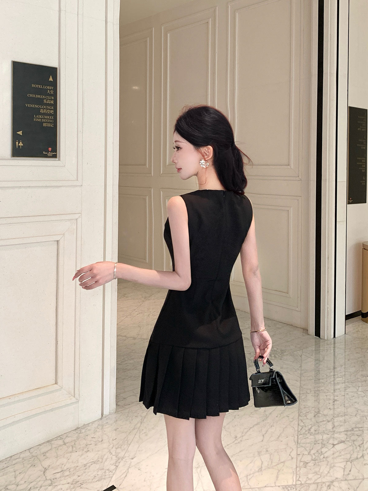 Eleanor Vintage Ruffle Pleated Mini Dress