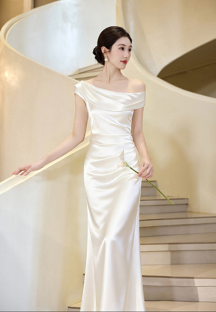 The Grace Silk-Satin Cowl Shoulder Maxi Dress