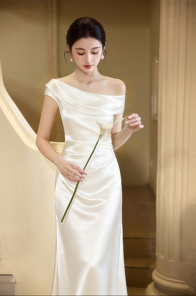 The Grace Silk-Satin Cowl Shoulder Maxi Dress