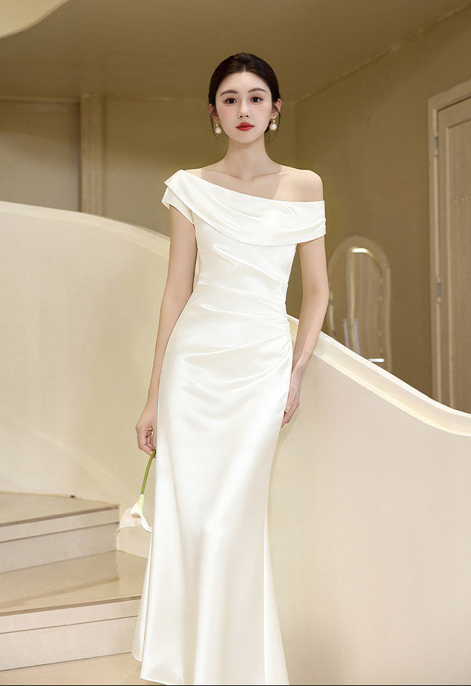 The Grace Silk-Satin Cowl Shoulder Maxi Dress