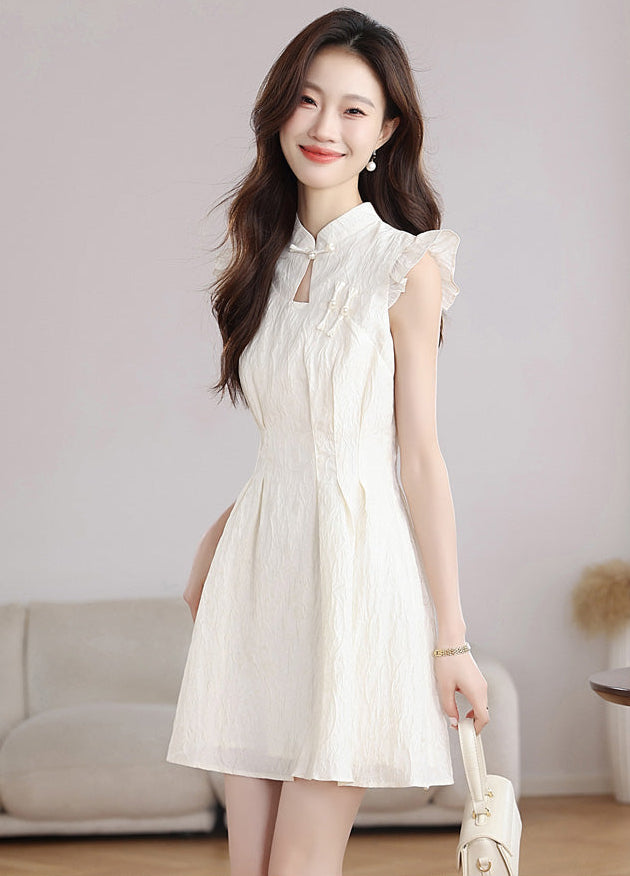 Ethereal Bloom Textured Mandarin Collar Dress