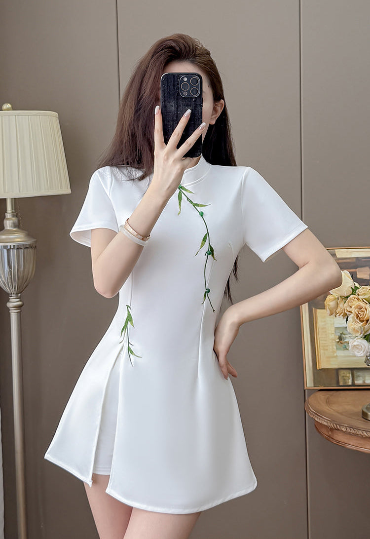 Bamboo Whisper Side-Slit Two-Piece Dress