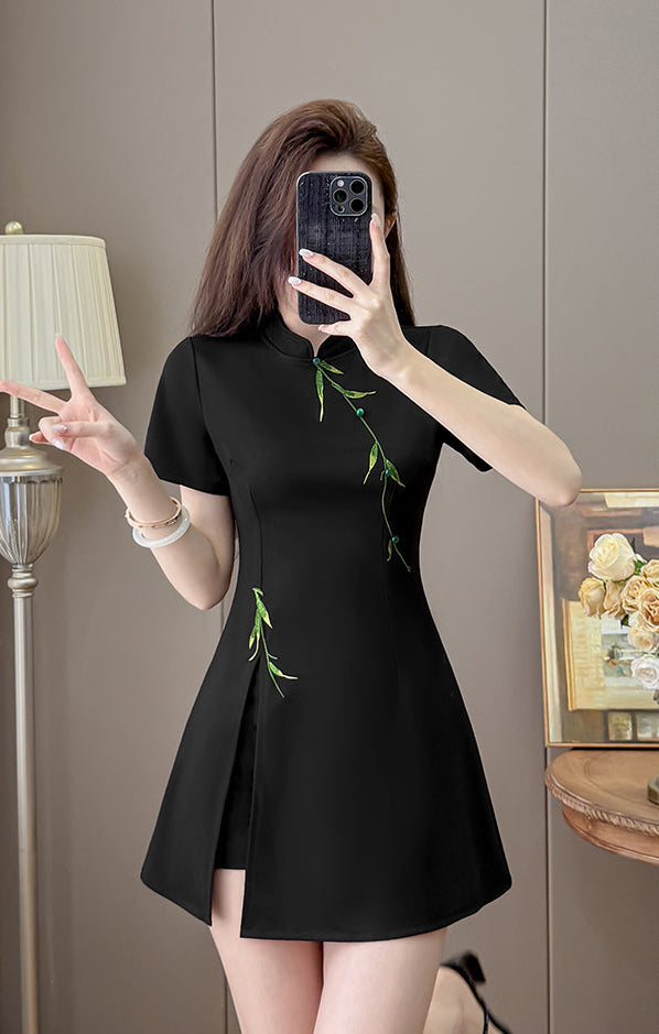 Bamboo Whisper Side-Slit Two-Piece Dress