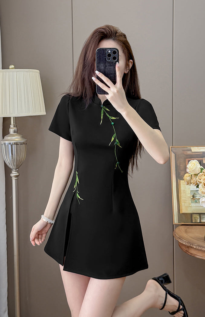 Bamboo Whisper Side-Slit Two-Piece Dress