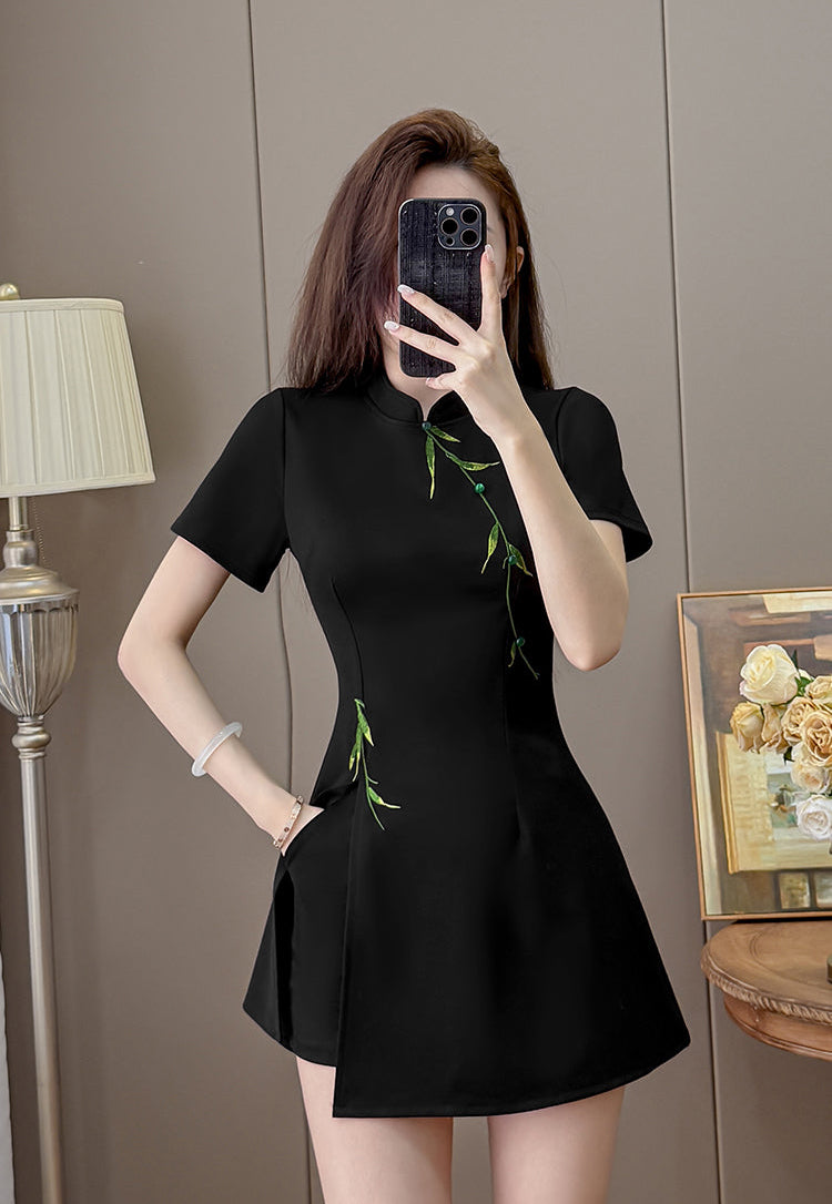 Bamboo Whisper Side-Slit Two-Piece Dress