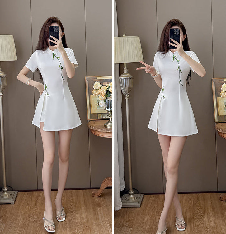 Bamboo Whisper Side-Slit Two-Piece Dress