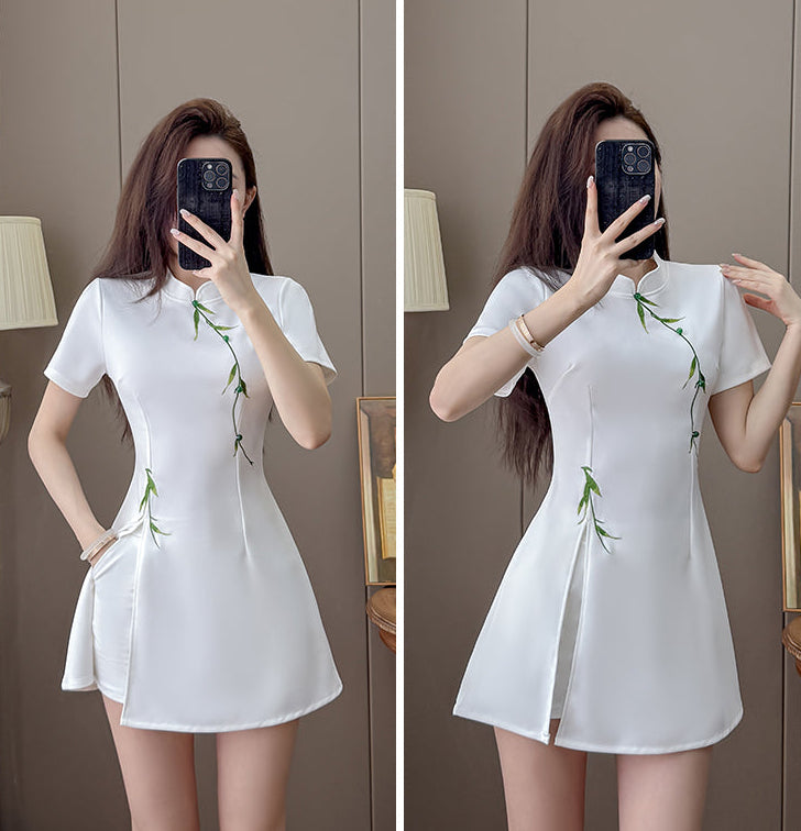 Bamboo Whisper Side-Slit Two-Piece Dress