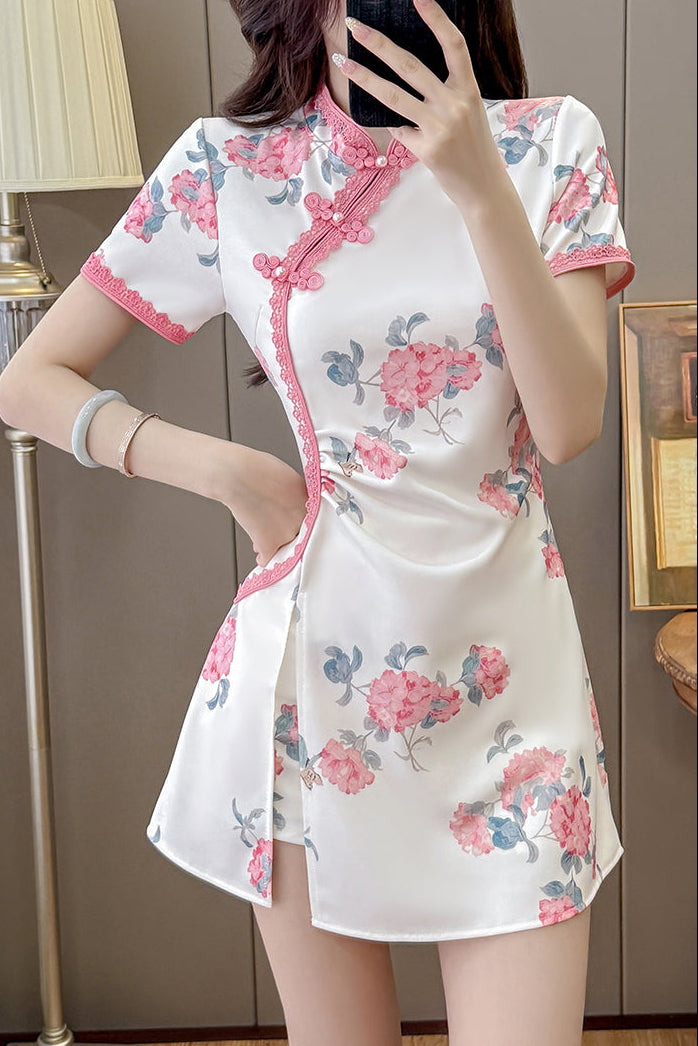 Mei-Li Blossom Modern Qipao Two-Piece Set