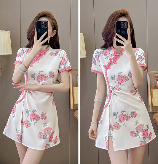 Mei-Li Blossom Modern Qipao Two-Piece Set
