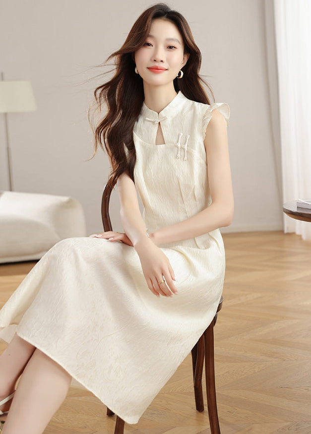 Ethereal Bloom Textured Mandarin Collar Dress