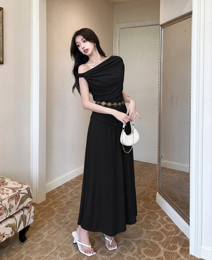 Elena Draped Off-Shoulder Midi Set