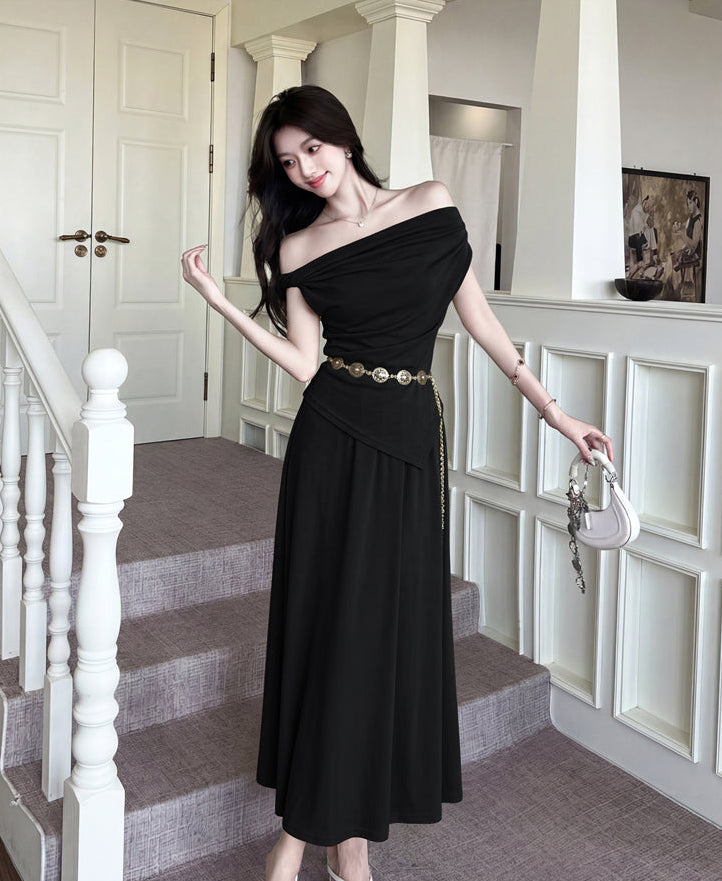 Elena Draped Off-Shoulder Midi Set