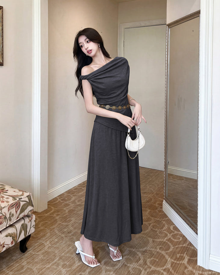 Elena Draped Off-Shoulder Midi Set