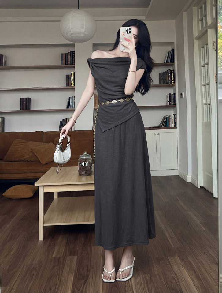 Elena Draped Off-Shoulder Midi Set