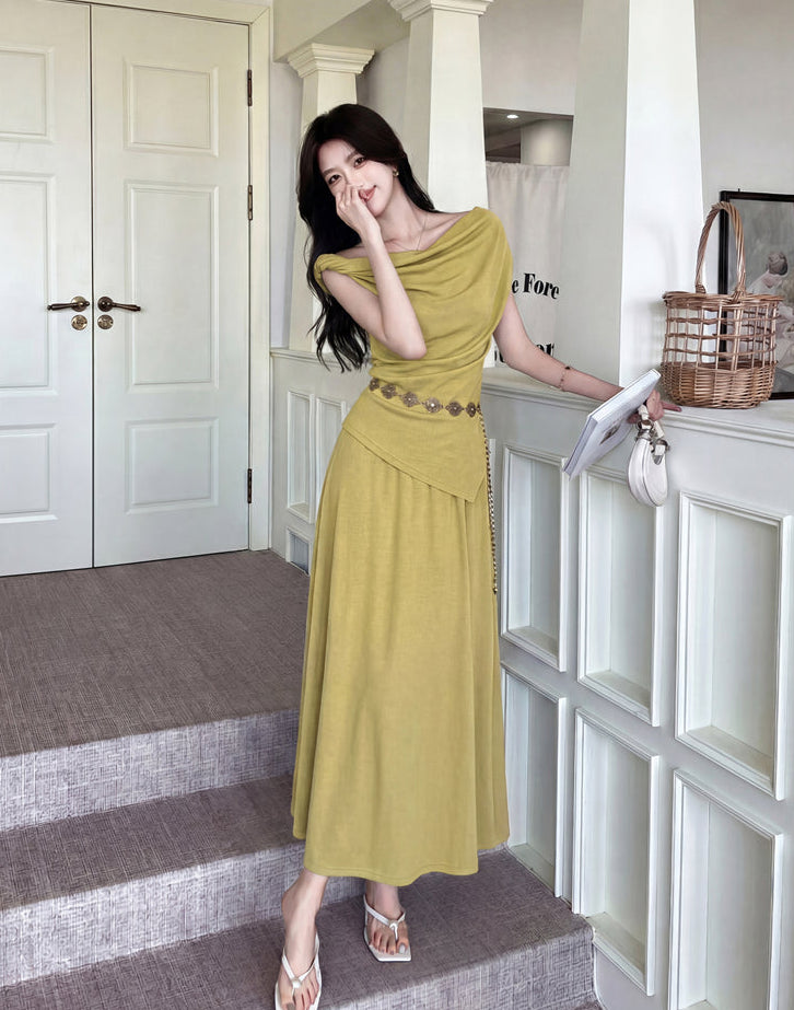 Elena Draped Off-Shoulder Midi Set