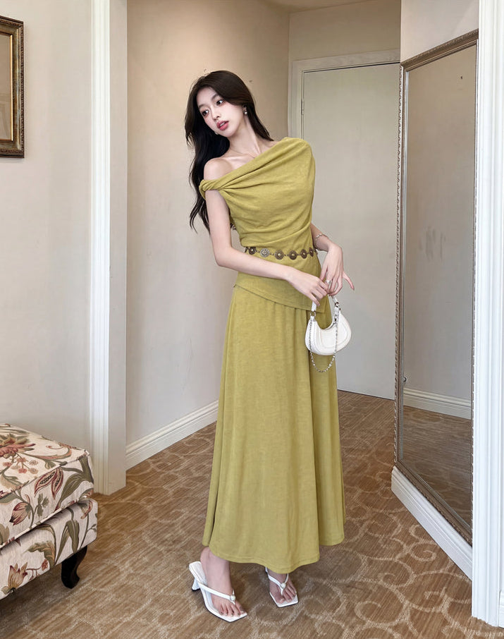 Elena Draped Off-Shoulder Midi Set