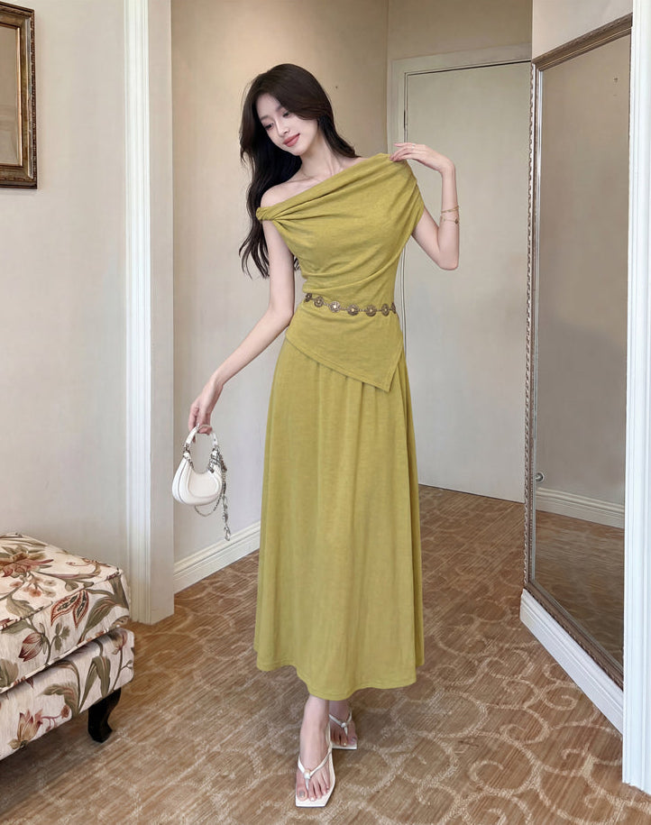 Elena Draped Off-Shoulder Midi Set