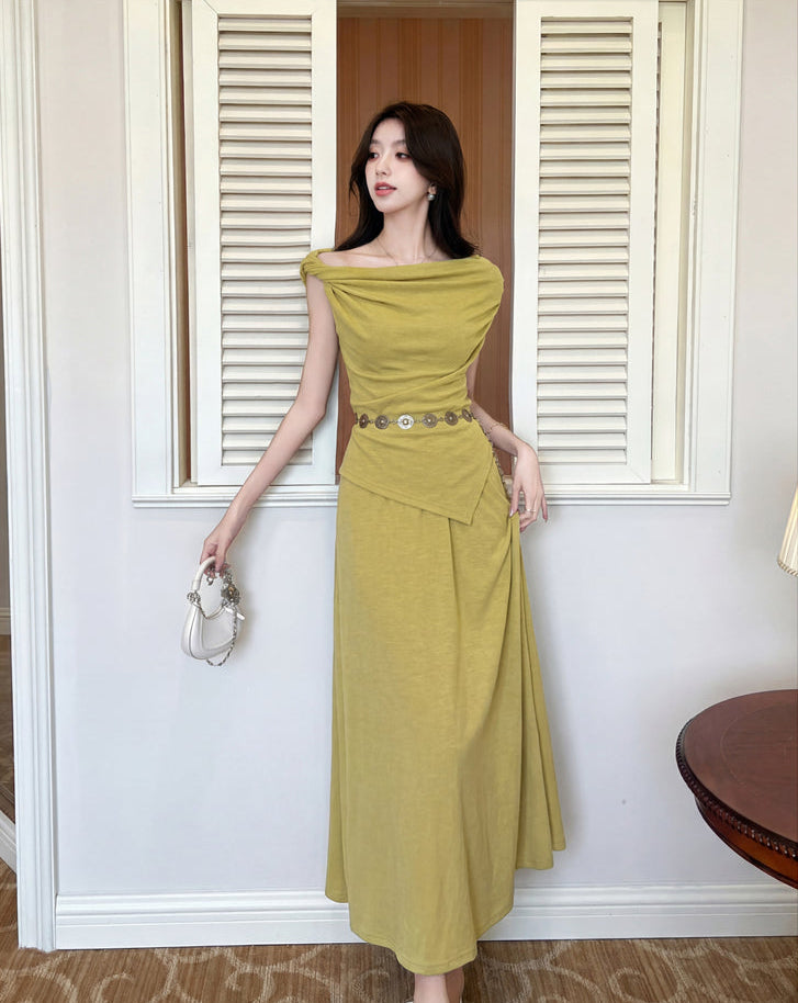 Elena Draped Off-Shoulder Midi Set