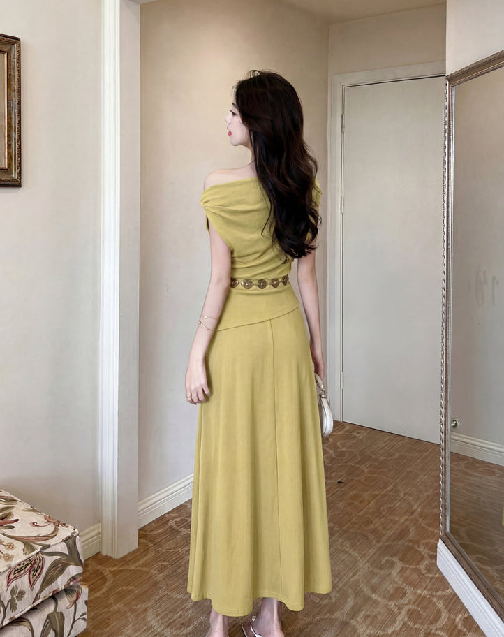 Elena Draped Off-Shoulder Midi Set