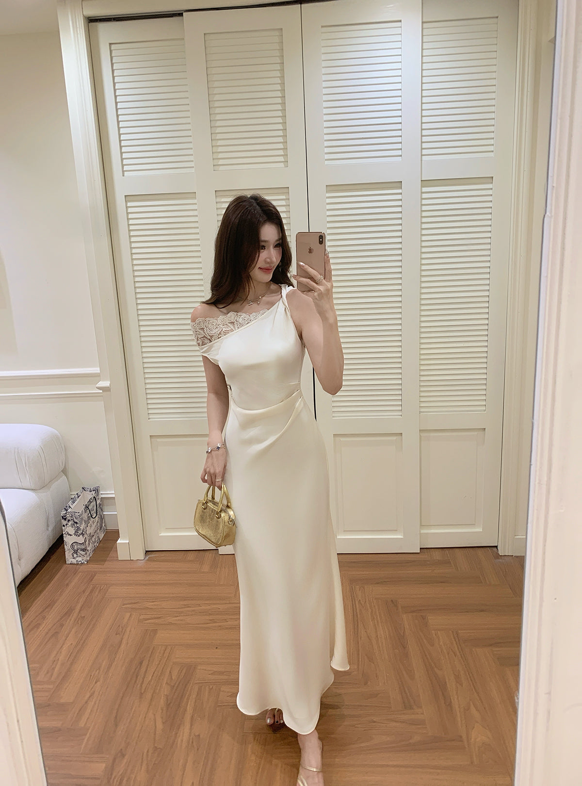 Aurelia One-Side Satin Gown