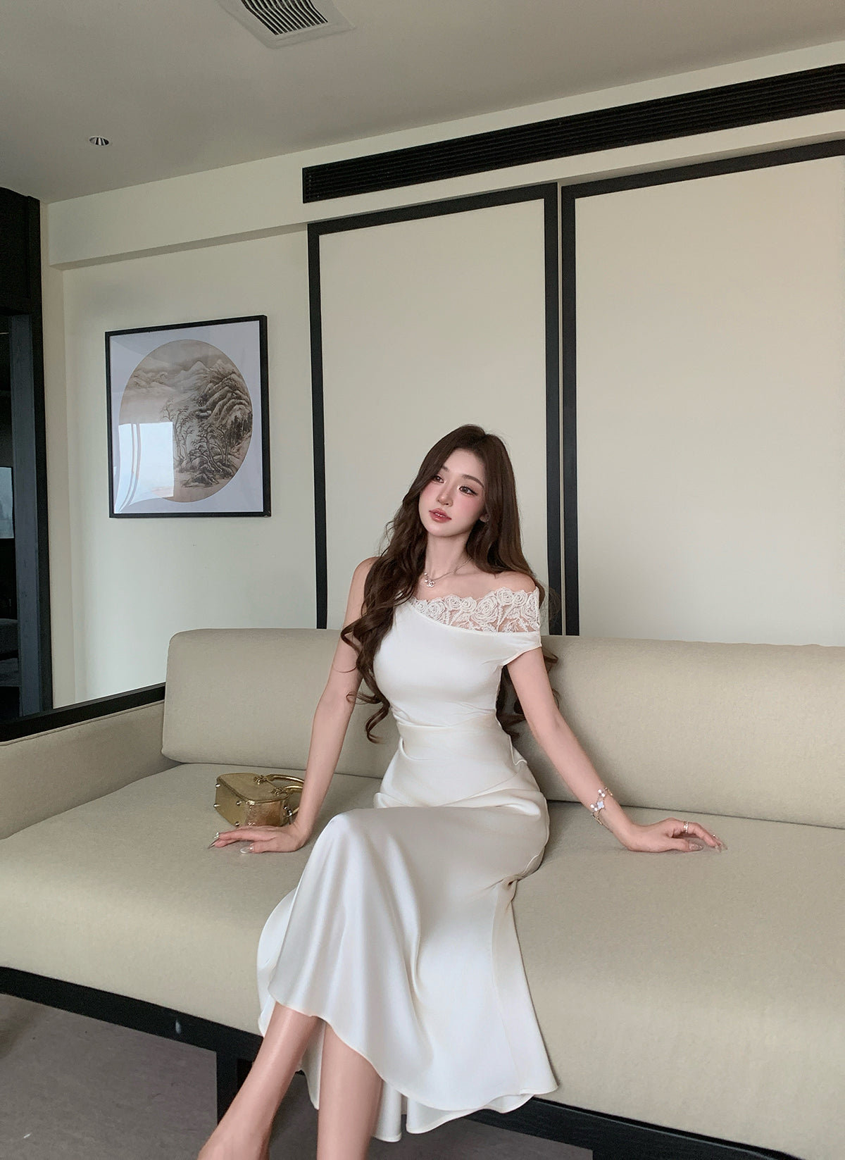Aurelia One-Side Satin Gown