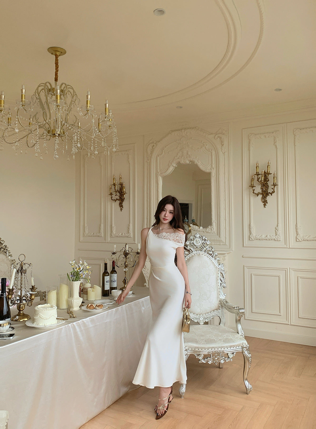 Aurelia One-Side Satin Gown