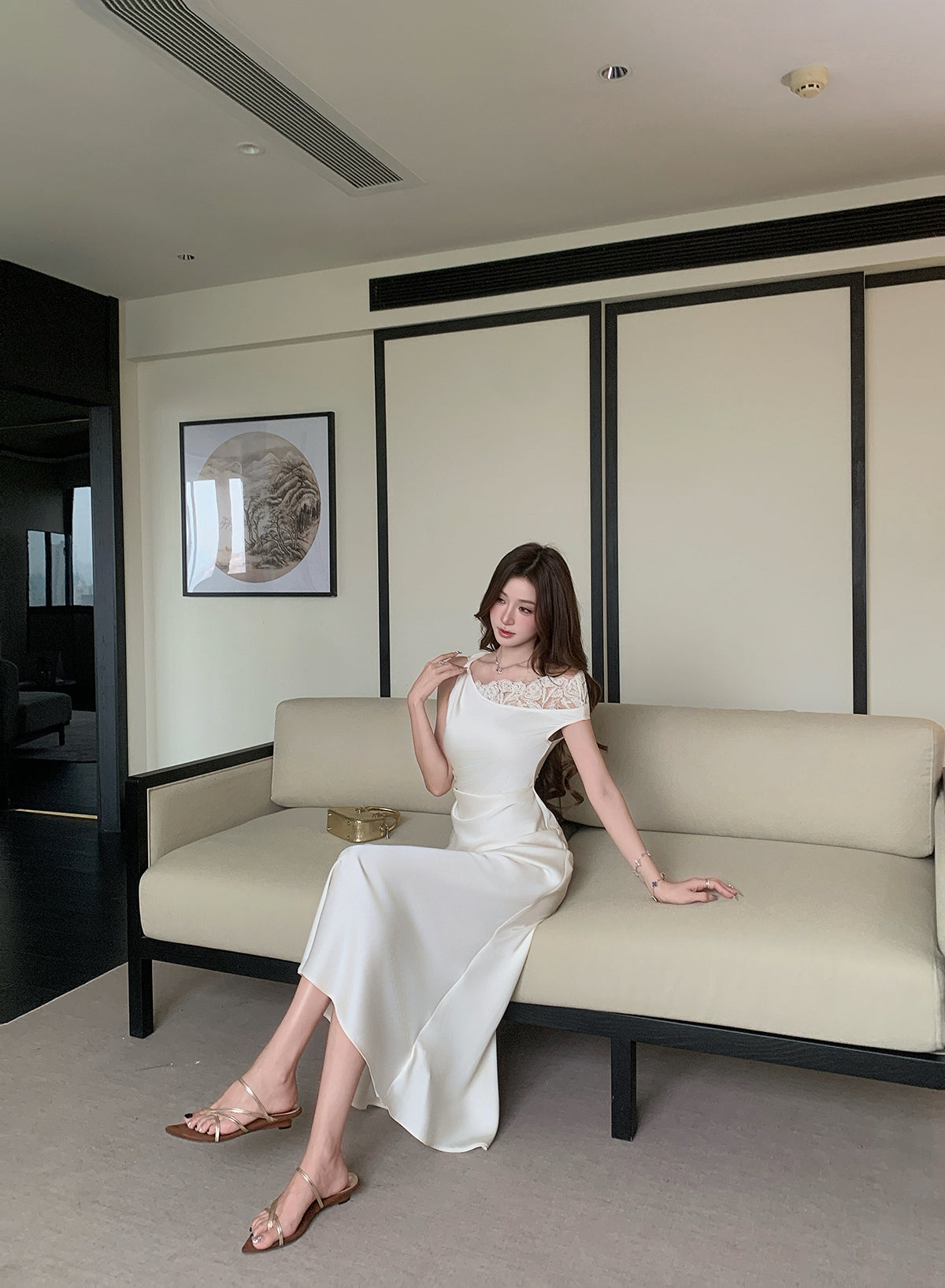 Aurelia One-Side Satin Gown