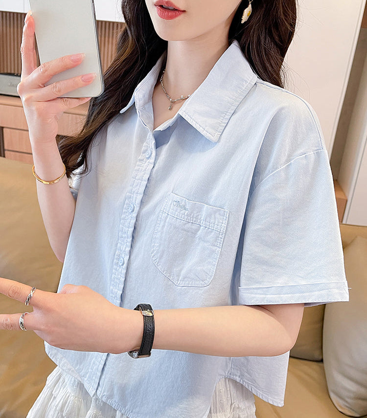 Casual Loose Short-Sleeved Shirt Jacket