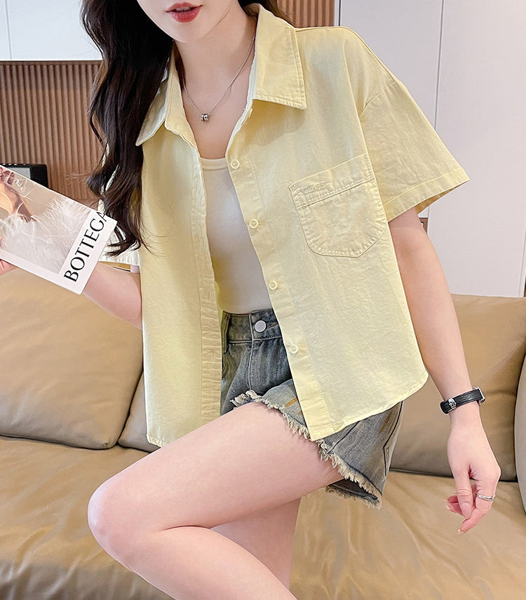 Casual Loose Short-Sleeved Shirt Jacket