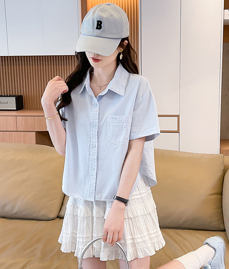 Casual Loose Short-Sleeved Shirt Jacket